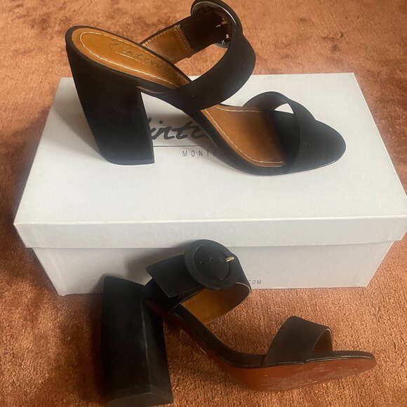 INTERVALLE Black Nubuck Sandal Size 37 - Picture 3 of 7